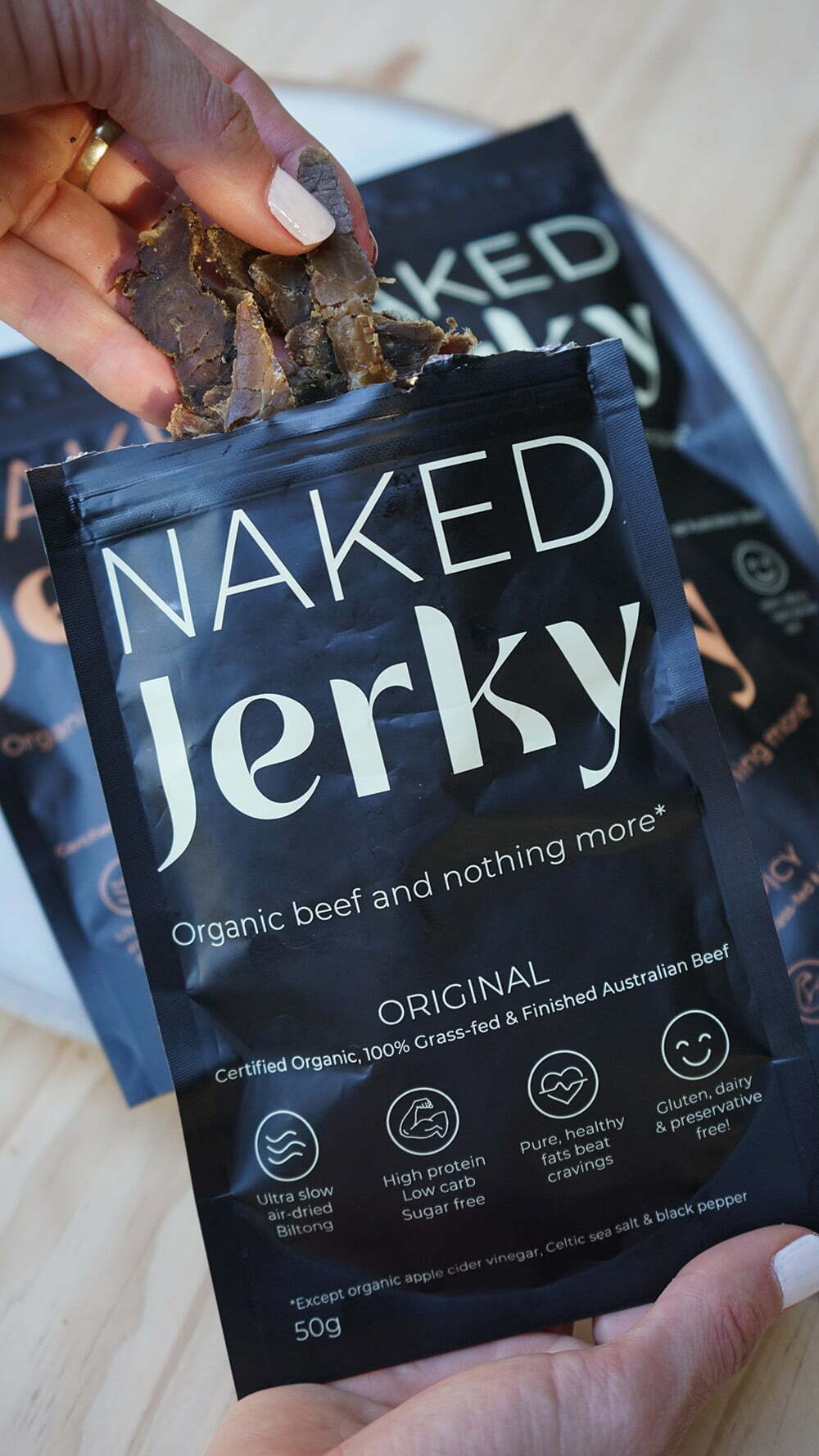 Beef Jerky Australia Organic Grass Fed Grass Finished Naked Jerky